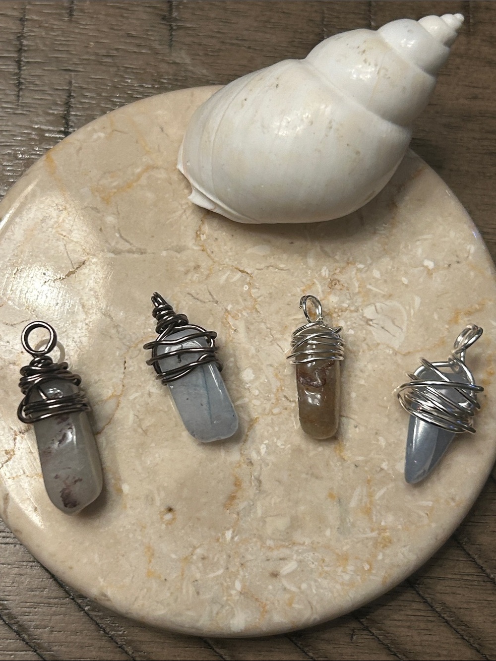 Handcrafted Wire-Wrapped Morganite Crystal Pendants